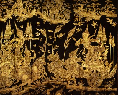 Detail of a Screen with a Scene from the Ramakien by Thai School